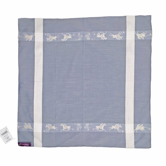 NEW Ralph Lauren Purple Label Linen Pocket Square!  Blue Signature Polo Player - Picture 1 of 2